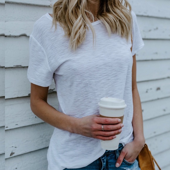 Michele Tops - LOUNGE White Crew Neck Tee